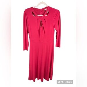 NWT London Times Women's Size 4 Pink Cut Out Neckline A-line Jersey Dress- flaw